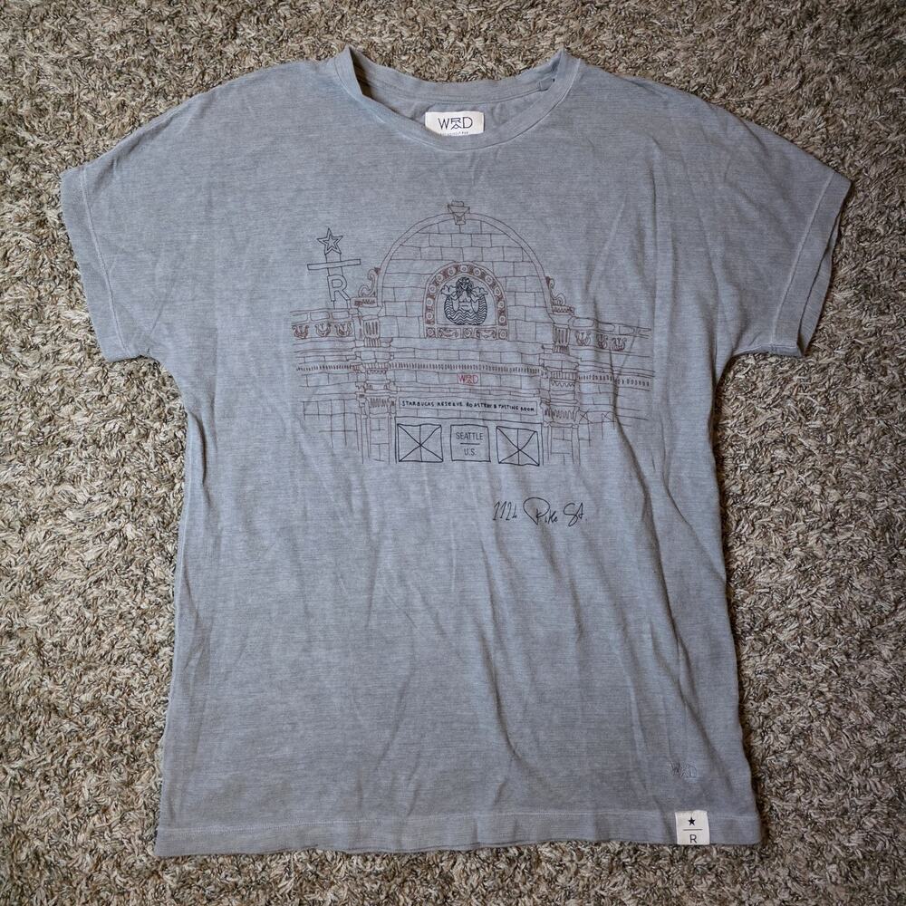 Starbucks Reserve Pike St Roasting Room L/XL Grey Short Sleeve Shirt